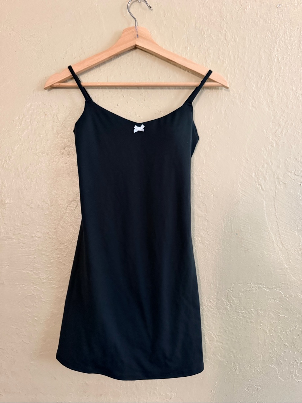 Black Slip Dress with Bow Accent And shorts